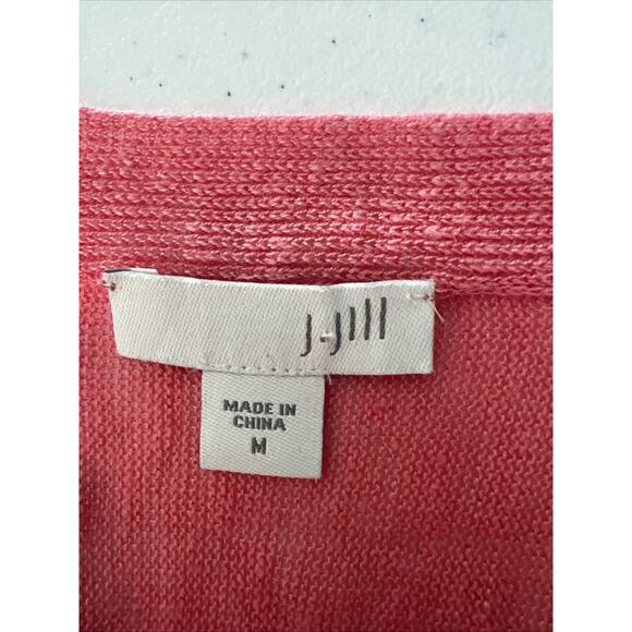 J Jill Womens medium Pink 3/4 Sleeve Linen Bld Airy Knit Lagenlook Boat neck - Picture 7 of 10